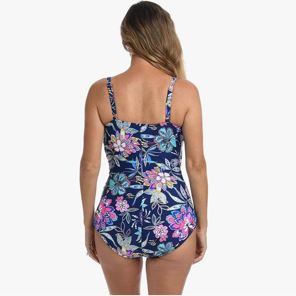 ✨Maxine of Hollywood Navy//Tulum Tiki Floral Bathing Suit Size 12 - Picture 2 of 14